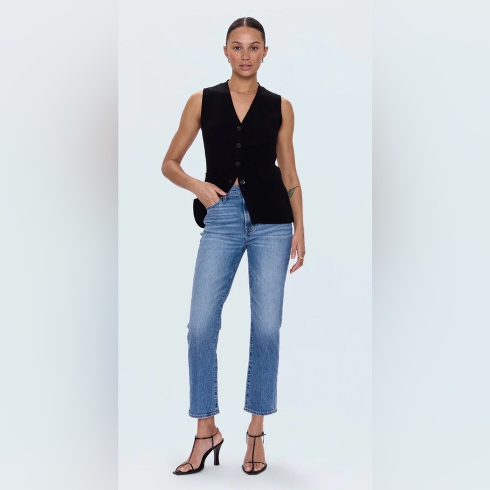 Pistola Classic Straight Leg Jeans in Light Blue capri